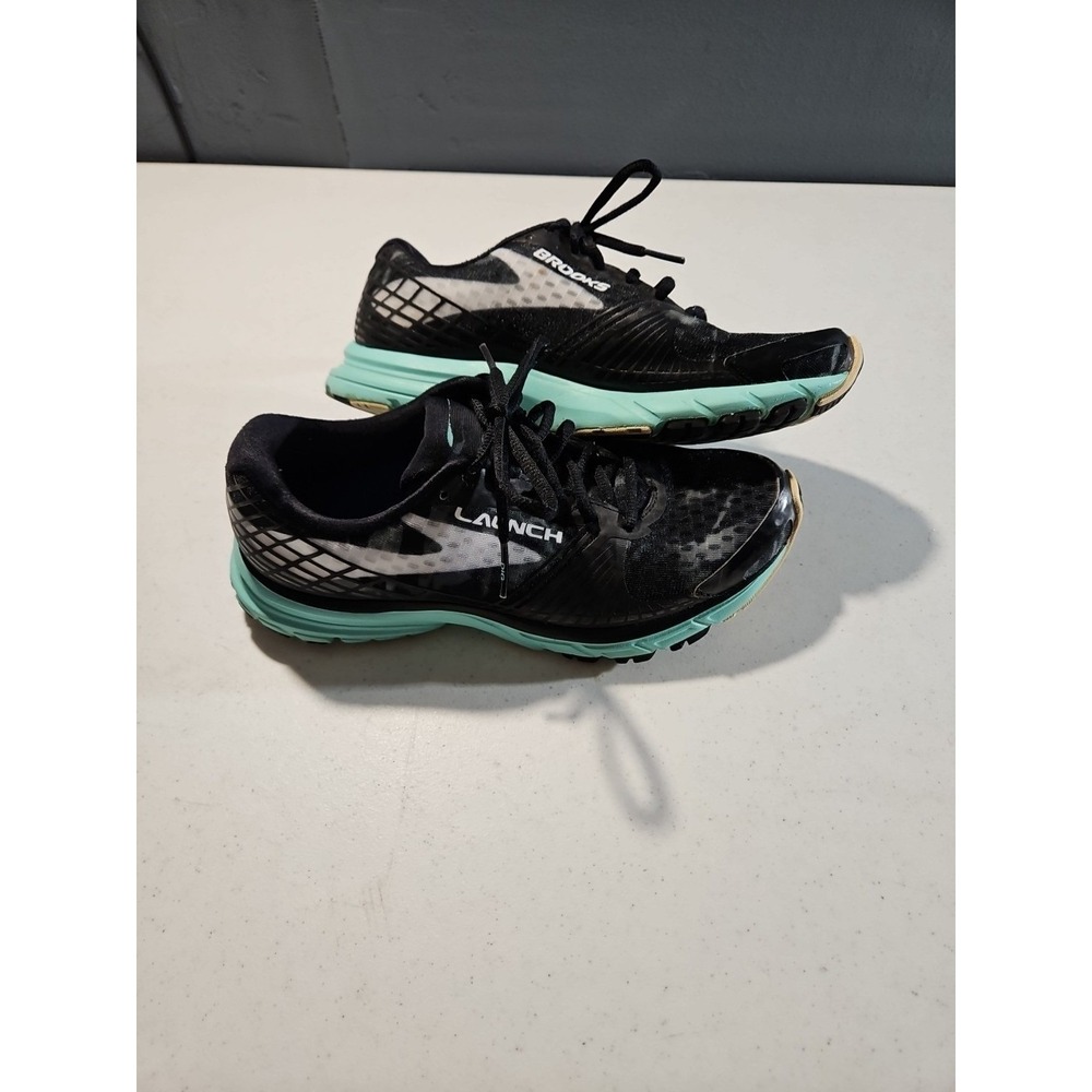 Brooks Launch 3 Womens Size 8 M Running Walking Shoes Black/Green/White Ecell(S9